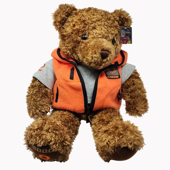 Limited Edition Gund 24" Wish Bear Cheer Teddy Bear 2000-2001 Orange Hoodie